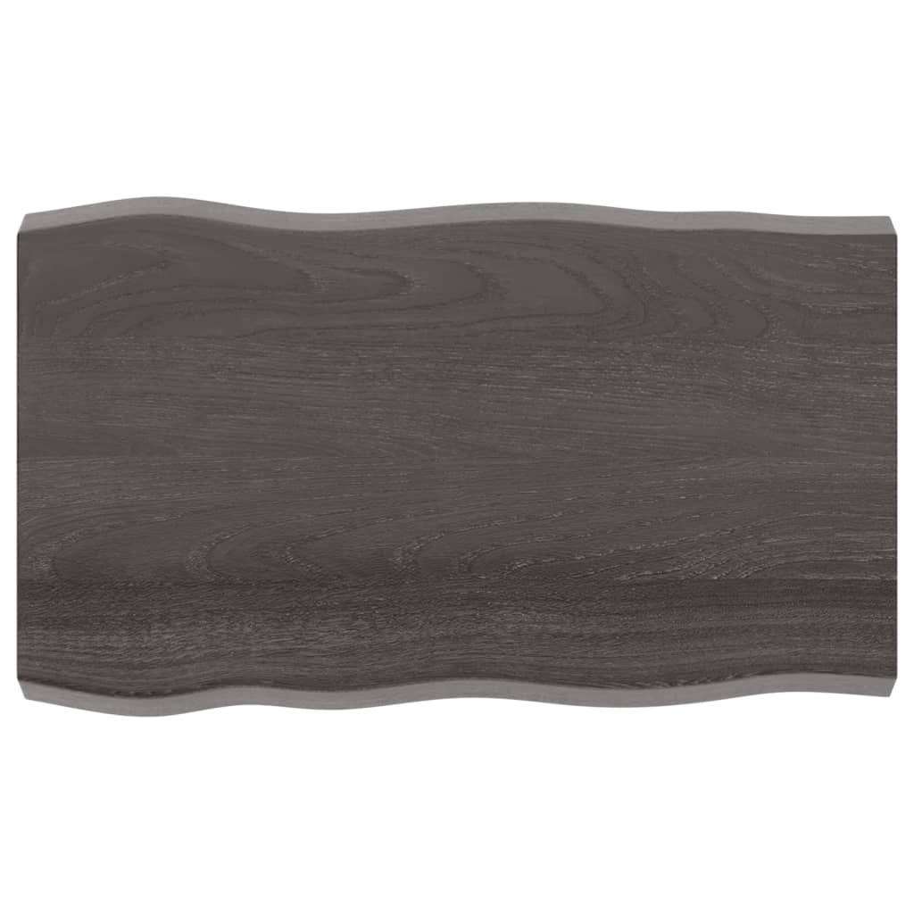 Tafelblad Natuurlijke Rand 00X60X(2-6)Cm Eikenhout Donkerbruin 100 x 60 x 6 cm
