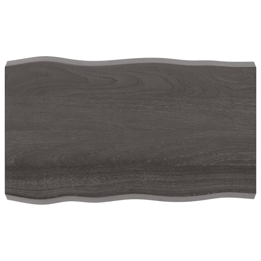 Tafelblad Natuurlijke Rand 00X60X(2-6)Cm Eikenhout Donkerbruin 100 x 60 x 6 cm