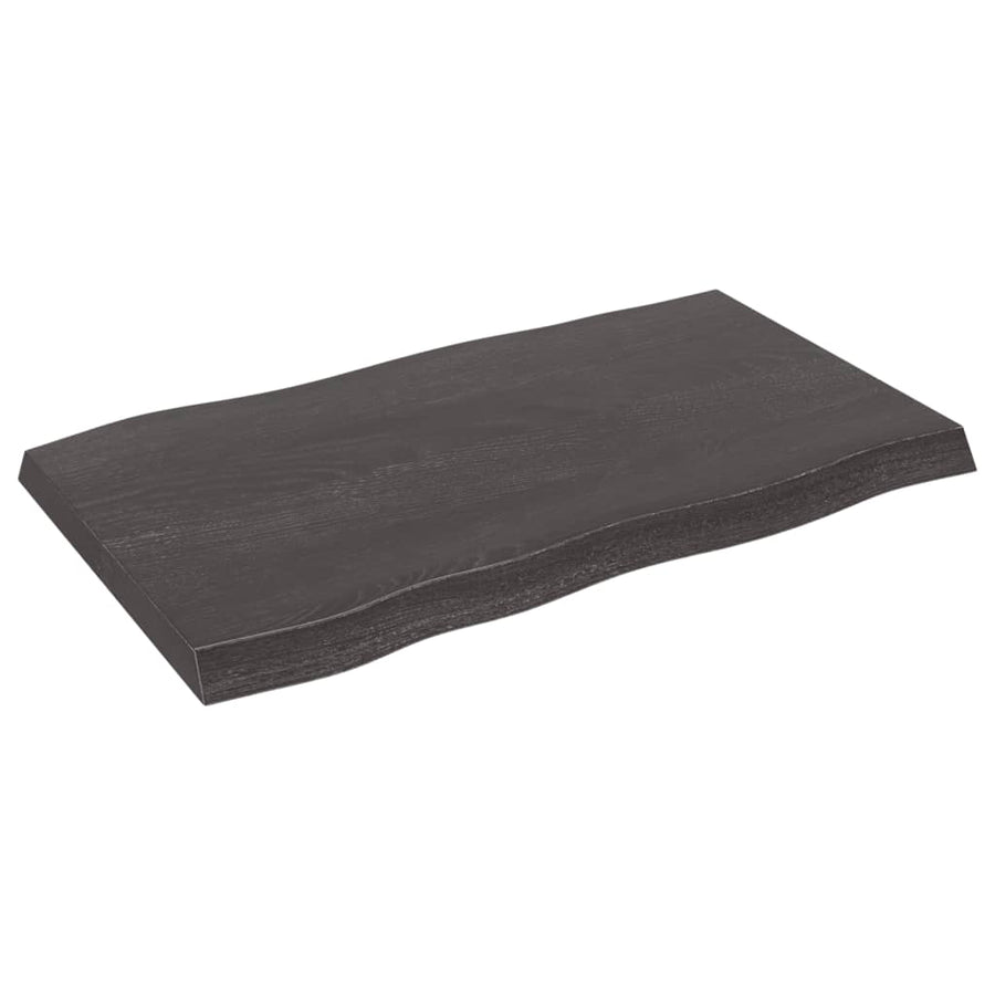 Tafelblad Natuurlijke Rand 00X60X(2-6)Cm Eikenhout Donkerbruin 100 x 60 x 6 cm