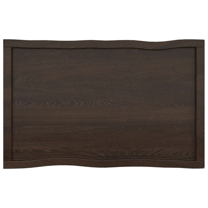 Tafelblad Natuurlijke Rand 00X60X(2-6)Cm Eikenhout Donkerbruin 100 x 60 x 6 cm