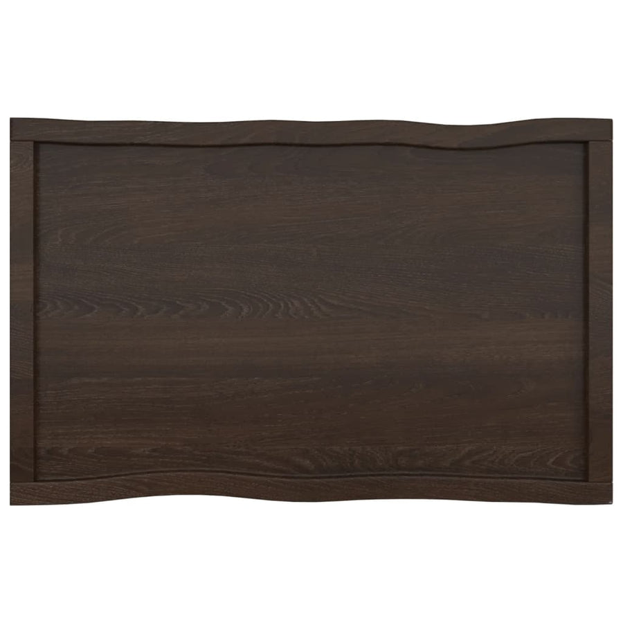 Tafelblad Natuurlijke Rand 00X60X(2-6)Cm Eikenhout Donkerbruin 100 x 60 x 6 cm
