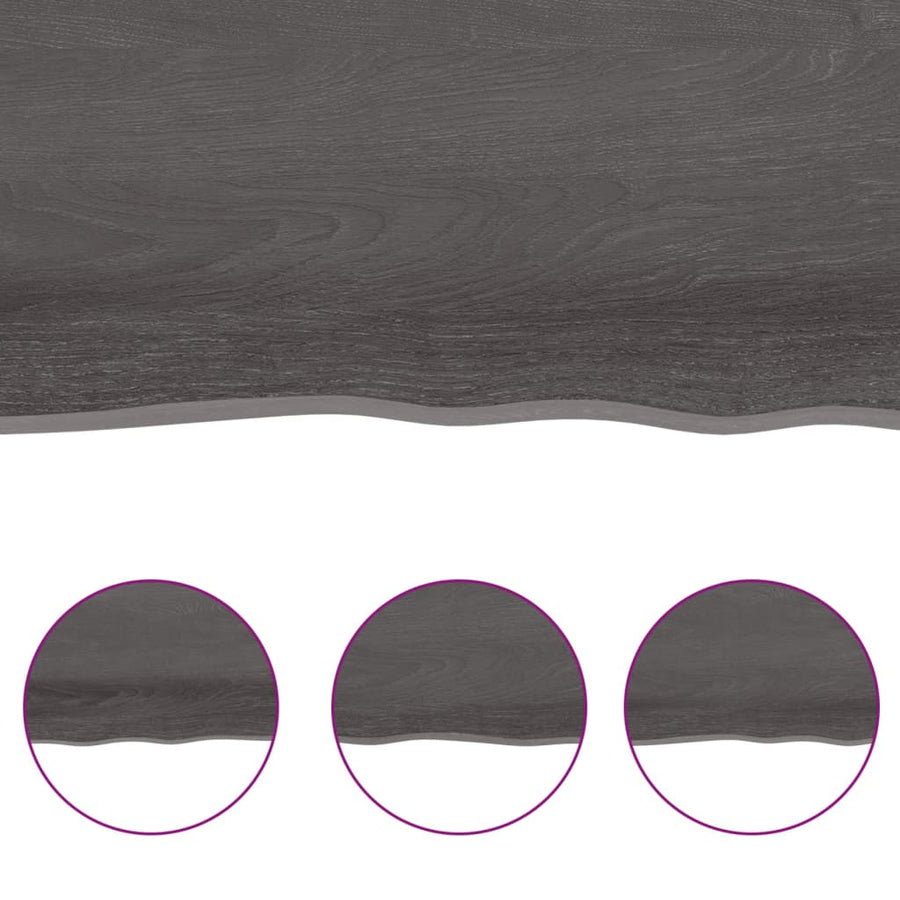 Tafelblad Natuurlijke Rand 00X60X(2-6)Cm Eikenhout Donkerbruin 100 x 60 x 6 cm