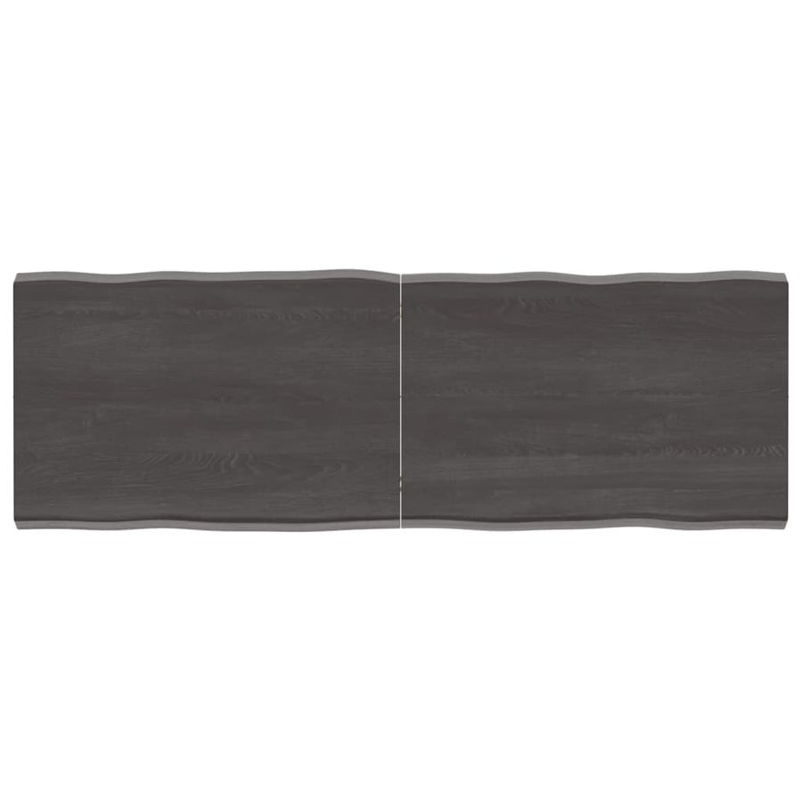Tafelblad Natuurlijke Rand 20X40X(2-4)Cm Eikenhout Donkerbruin 120 x 40 x 4 cm