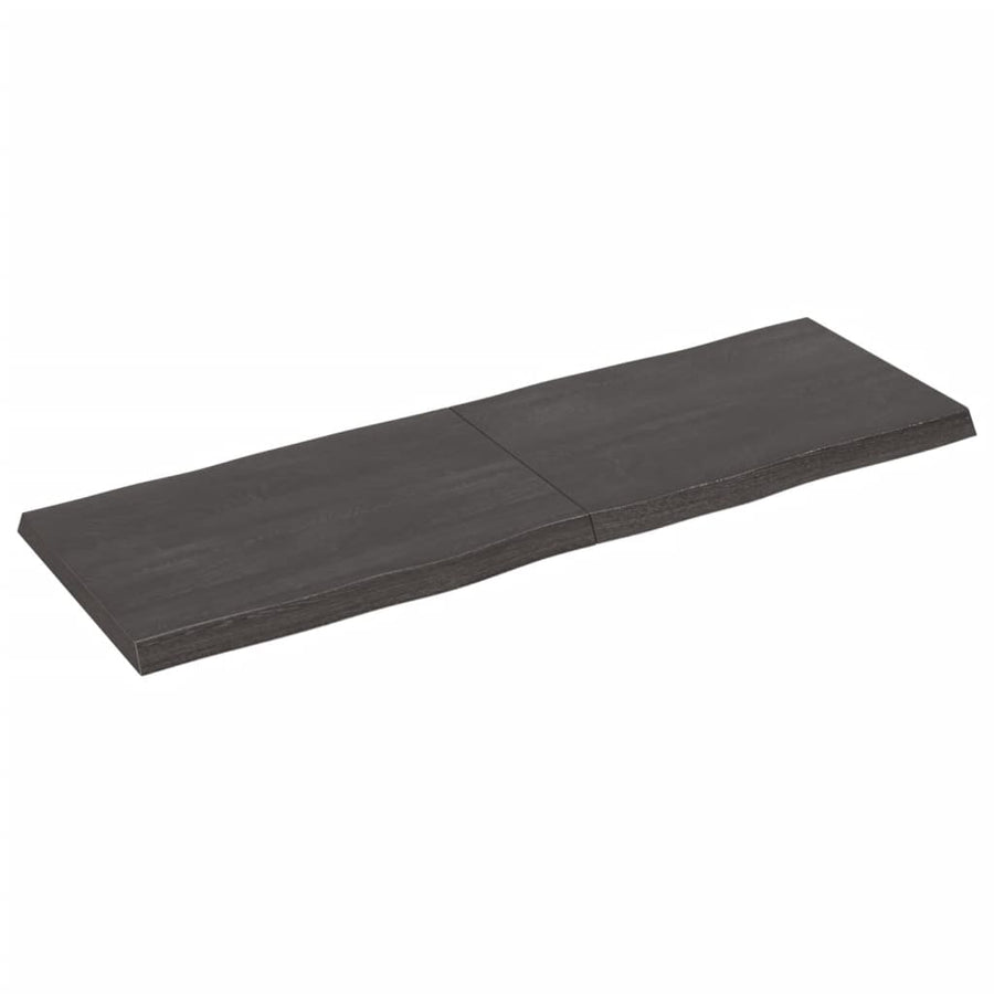 Tafelblad Natuurlijke Rand 20X40X(2-4)Cm Eikenhout Donkerbruin 120 x 40 x 4 cm