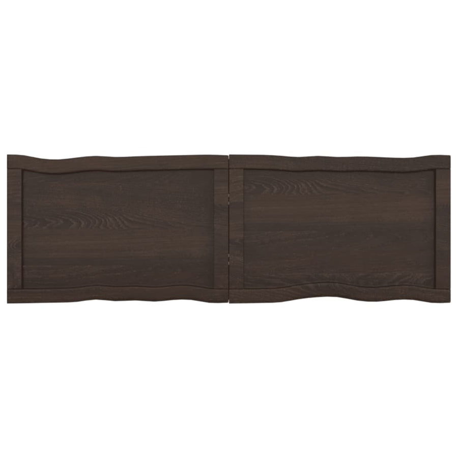 Tafelblad Natuurlijke Rand 20X40X(2-4)Cm Eikenhout Donkerbruin 120 x 40 x 4 cm