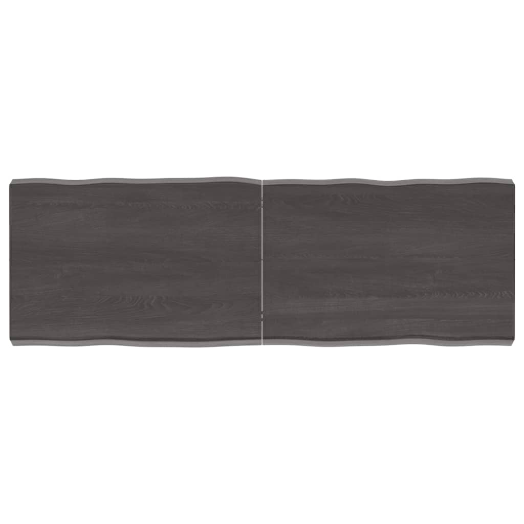Tafelblad Natuurlijke Rand 20X40X(2-6)Cm Eikenhout Donkerbruin 120 x 40 x 6 cm