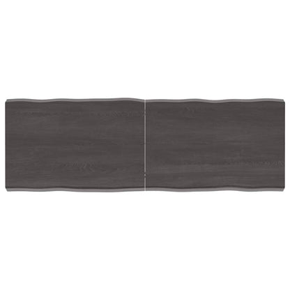 Tafelblad Natuurlijke Rand 20X40X(2-6)Cm Eikenhout Donkerbruin 120 x 40 x 6 cm