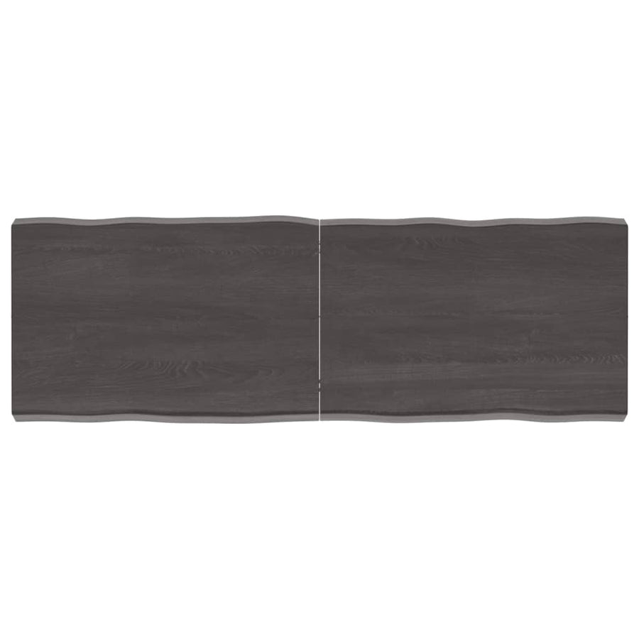 Tafelblad Natuurlijke Rand 20X40X(2-6)Cm Eikenhout Donkerbruin 120 x 40 x 6 cm