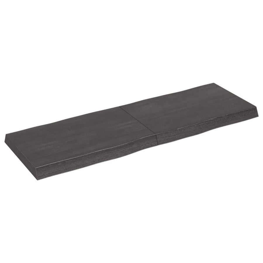 Tafelblad Natuurlijke Rand 20X40X(2-6)Cm Eikenhout Donkerbruin 120 x 40 x 6 cm