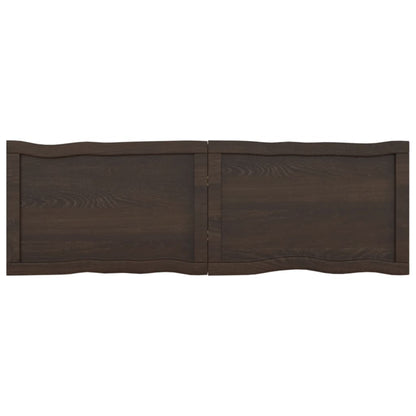 Tafelblad Natuurlijke Rand 20X40X(2-6)Cm Eikenhout Donkerbruin 120 x 40 x 6 cm