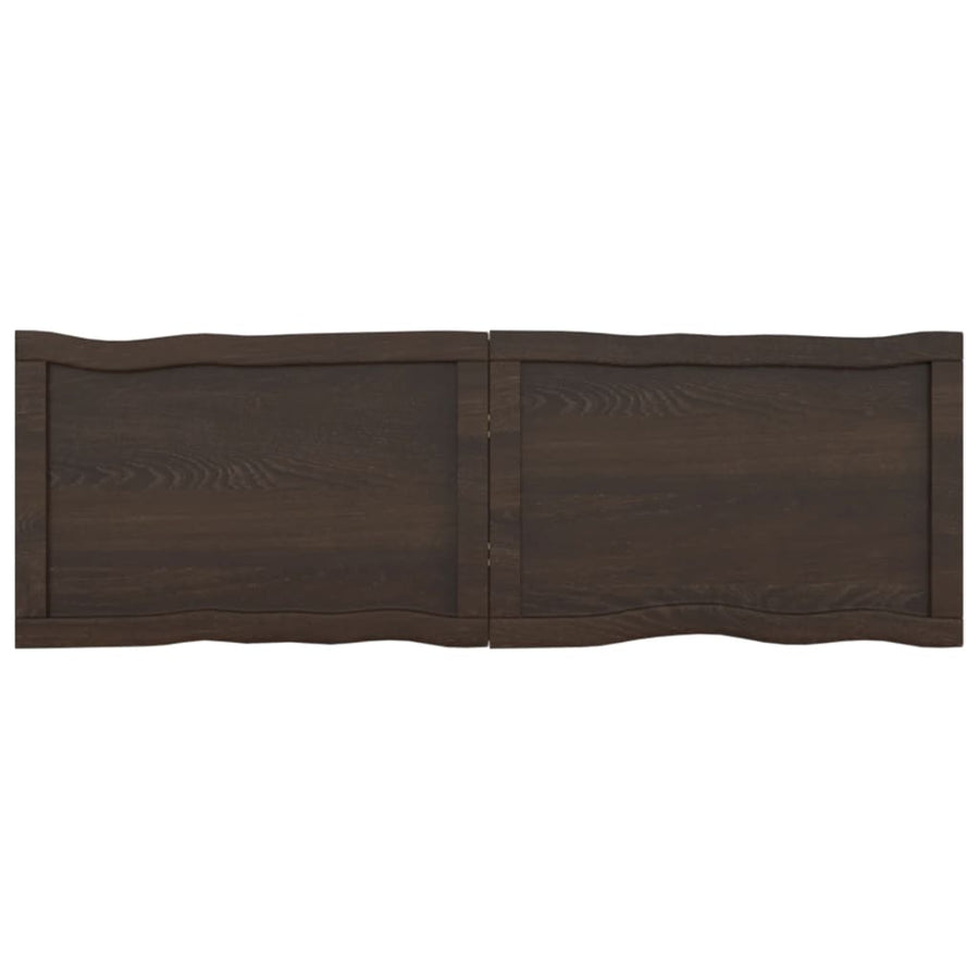 Tafelblad Natuurlijke Rand 20X40X(2-6)Cm Eikenhout Donkerbruin 120 x 40 x 6 cm