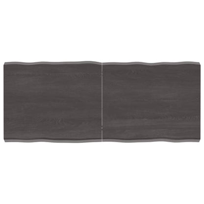 Tafelblad Natuurlijke Rand 20X50X(2-6)Cm Eikenhout Donkerbruin 120 x 50 x 6 cm