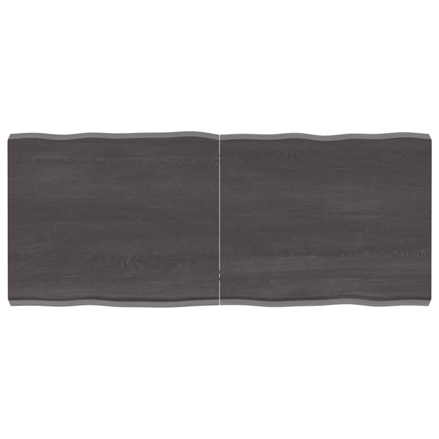 Tafelblad Natuurlijke Rand 20X50X(2-6)Cm Eikenhout Donkerbruin 120 x 50 x 6 cm