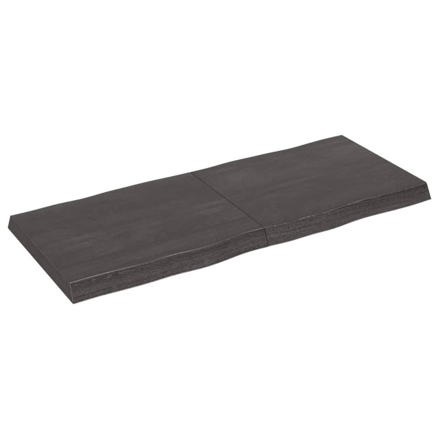Tafelblad Natuurlijke Rand 20X50X(2-6)Cm Eikenhout Donkerbruin 120 x 50 x 6 cm