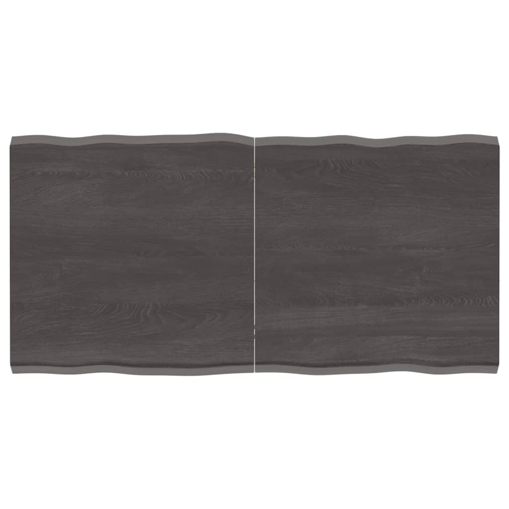 Tafelblad Natuurlijke Rand 20X60X(2-4)Cm Eikenhout Donkerbruin 120 x 60 x 4 cm