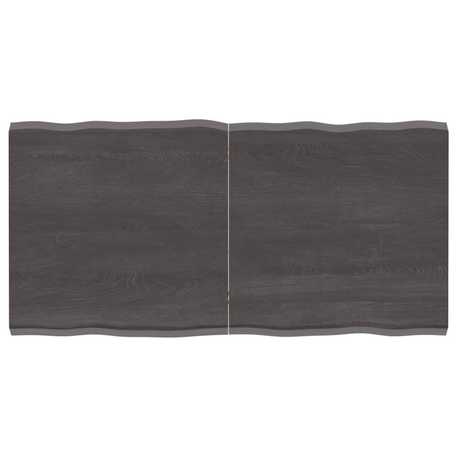 Tafelblad Natuurlijke Rand 20X60X(2-4)Cm Eikenhout Donkerbruin 120 x 60 x 4 cm