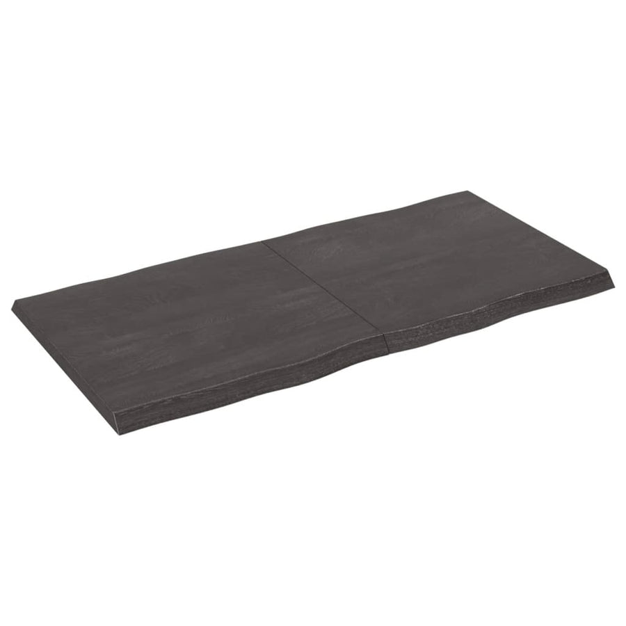 Tafelblad Natuurlijke Rand 20X60X(2-4)Cm Eikenhout Donkerbruin 120 x 60 x 4 cm