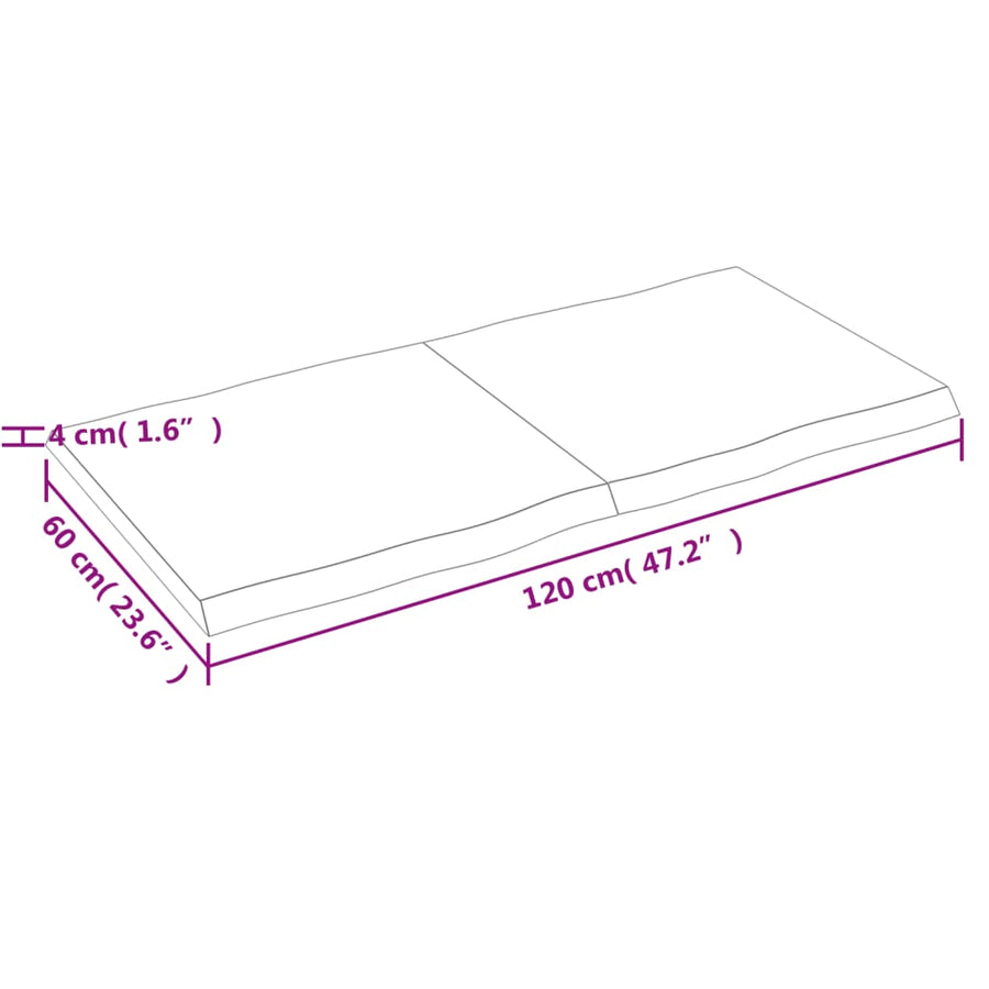 Tafelblad Natuurlijke Rand 20X60X(2-4)Cm Eikenhout Donkerbruin 120 x 60 x 4 cm