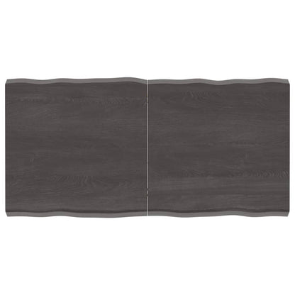 Tafelblad Natuurlijke Rand 20X60X(2-6)Cm Eikenhout Donkerbruin 120 x 60 x 6 cm