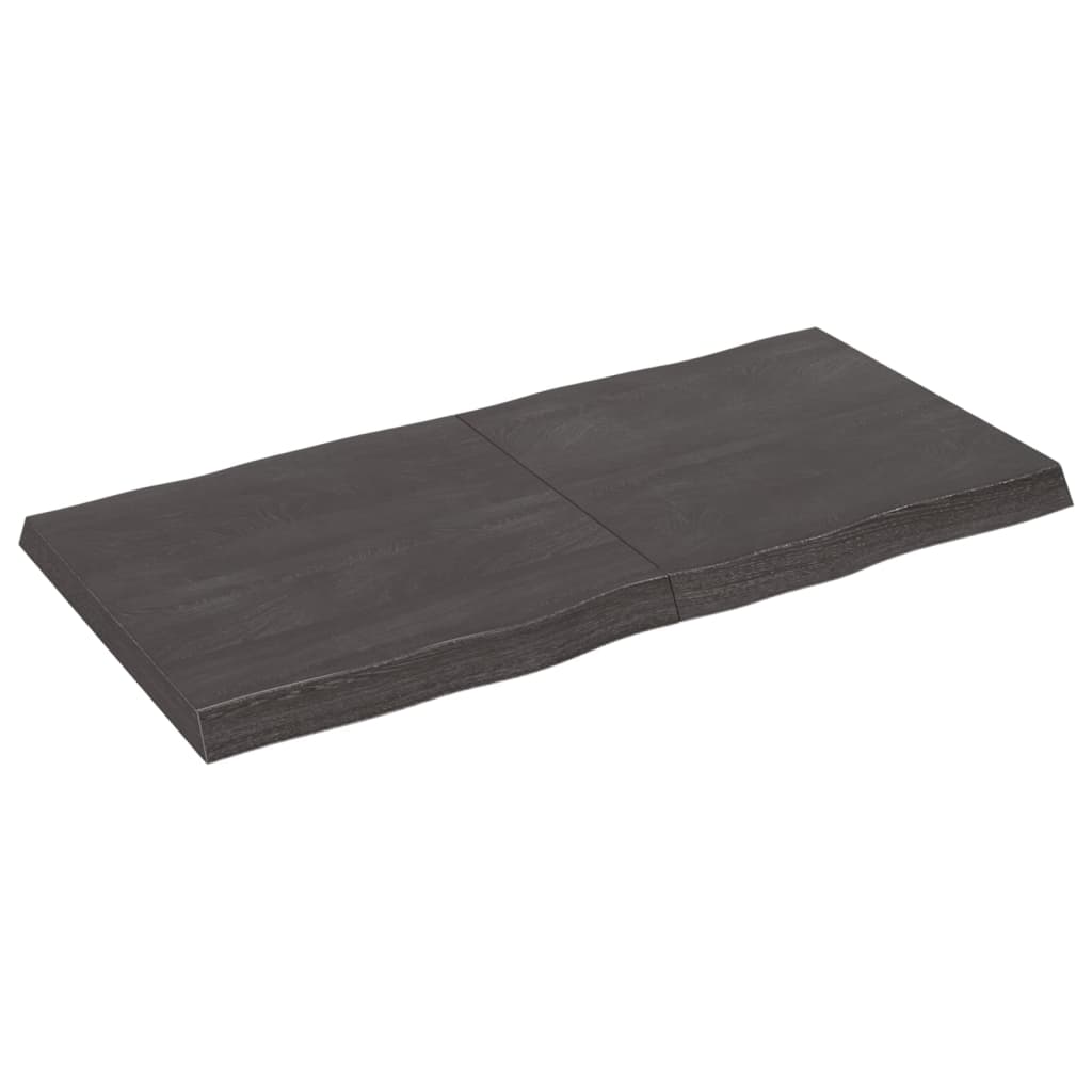 Tafelblad Natuurlijke Rand 20X60X(2-6)Cm Eikenhout Donkerbruin 120 x 60 x 6 cm