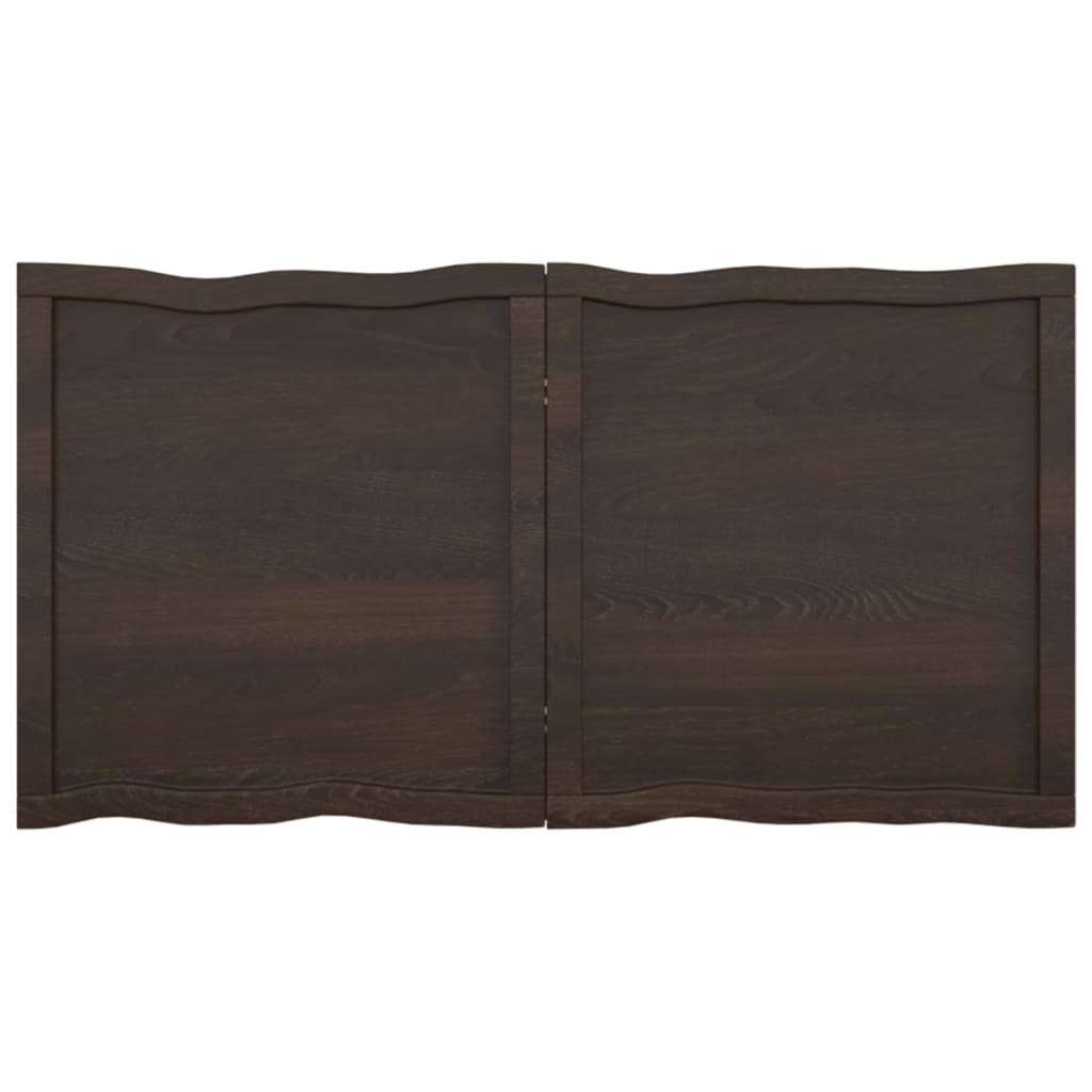 Tafelblad Natuurlijke Rand 20X60X(2-6)Cm Eikenhout Donkerbruin 120 x 60 x 6 cm