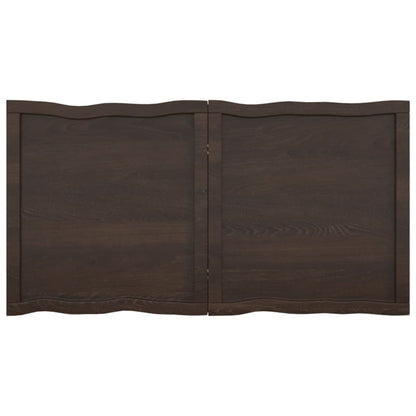 Tafelblad Natuurlijke Rand 20X60X(2-6)Cm Eikenhout Donkerbruin 120 x 60 x 6 cm