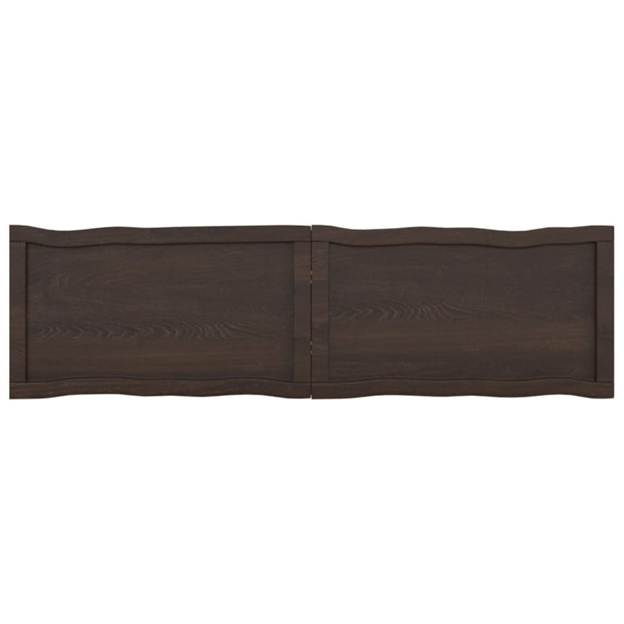 Tafelblad Natuurlijke Rand 40X40X(2-4)Cm Eikenhout Donkerbruin 140 x 40 x 4 cm