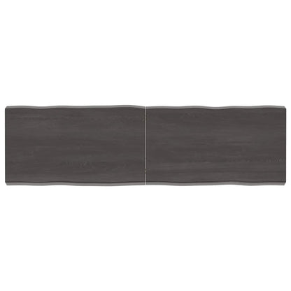 Tafelblad Natuurlijke Rand 40X40X(2-6)Cm Eikenhout Donkerbruin 140 x 40 x 6 cm