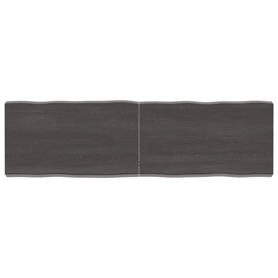 Tafelblad Natuurlijke Rand 40X40X(2-6)Cm Eikenhout Donkerbruin 140 x 40 x 6 cm