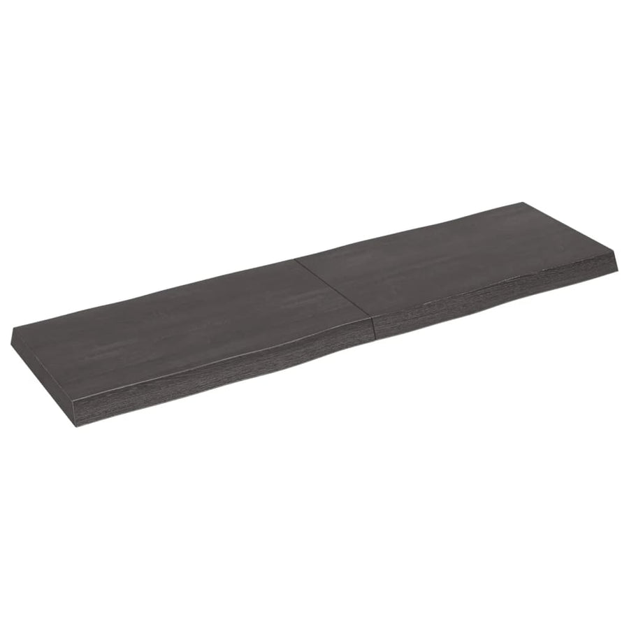Tafelblad Natuurlijke Rand 40X40X(2-6)Cm Eikenhout Donkerbruin 140 x 40 x 6 cm