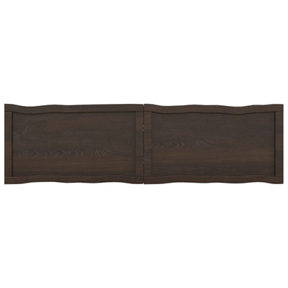 Tafelblad Natuurlijke Rand 40X40X(2-6)Cm Eikenhout Donkerbruin 140 x 40 x 6 cm