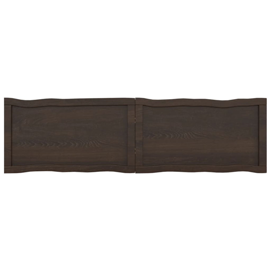 Tafelblad Natuurlijke Rand 40X40X(2-6)Cm Eikenhout Donkerbruin 140 x 40 x 6 cm