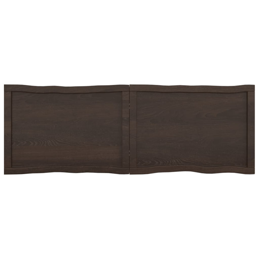 Tafelblad Natuurlijke Rand 40X50X(2-4)Cm Eikenhout Donkerbruin 140 x 50 x 4 cm
