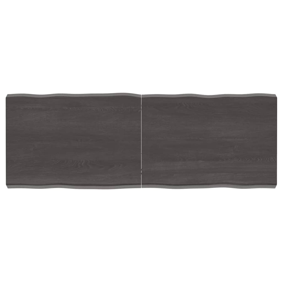 Tafelblad Natuurlijke Rand 40X50X(2-6)Cm Eikenhout Donkerbruin 140 x 50 x 6 cm