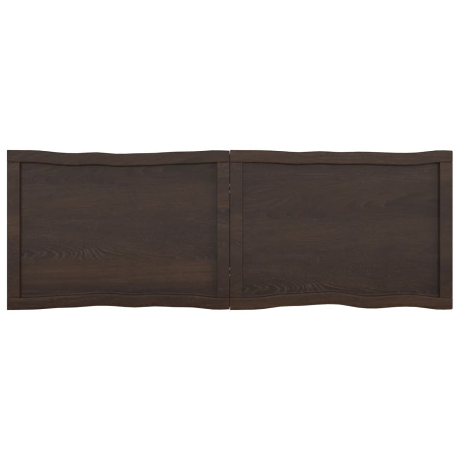 Tafelblad Natuurlijke Rand 40X50X(2-6)Cm Eikenhout Donkerbruin 140 x 50 x 6 cm