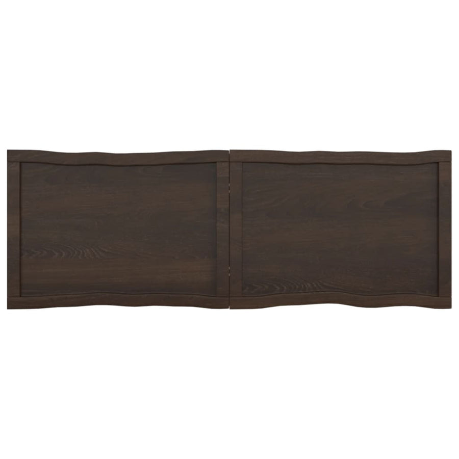 Tafelblad Natuurlijke Rand 40X50X(2-6)Cm Eikenhout Donkerbruin 140 x 50 x 6 cm