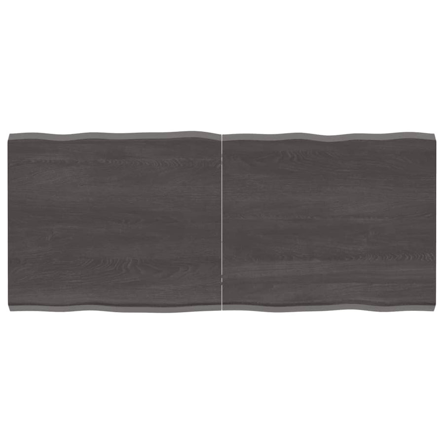 Tafelblad Natuurlijke Rand 40X60X(2-4)Cm Eikenhout Donkerbruin 140 x 60 x 4 cm
