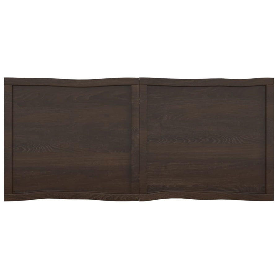 Tafelblad Natuurlijke Rand 40X60X(2-4)Cm Eikenhout Donkerbruin 140 x 60 x 4 cm