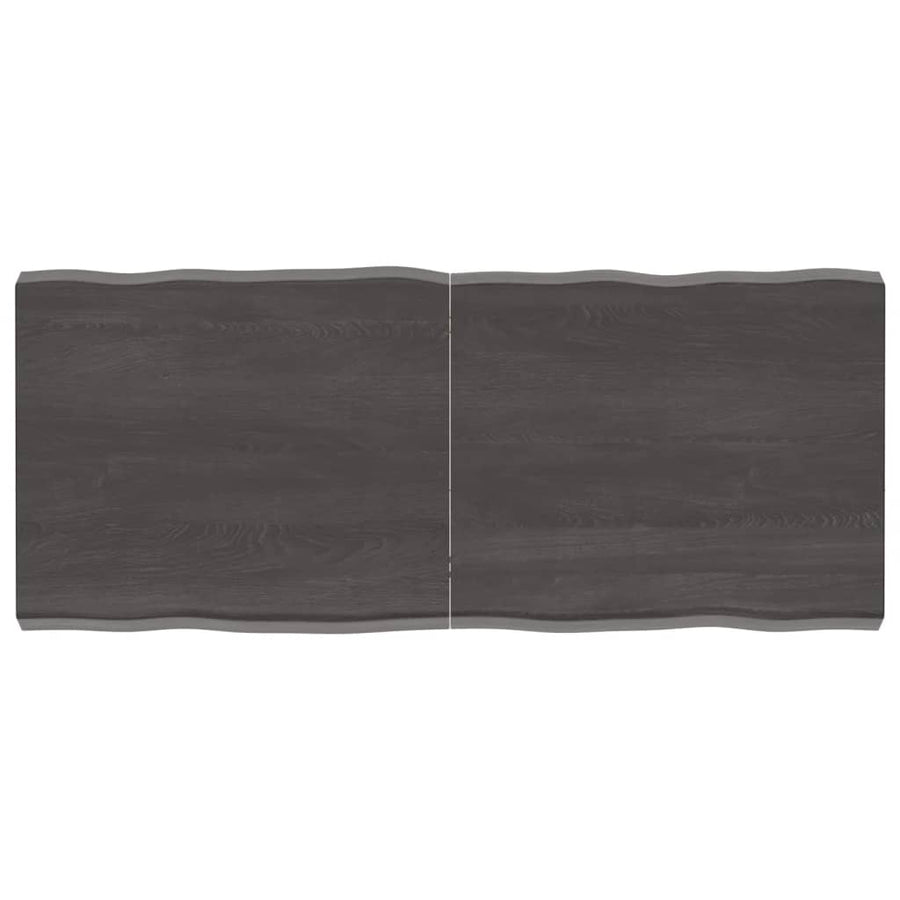 Tafelblad Natuurlijke Rand 40X60X(2-6)Cm Eikenhout Donkerbruin 140 x 60 x 6 cm