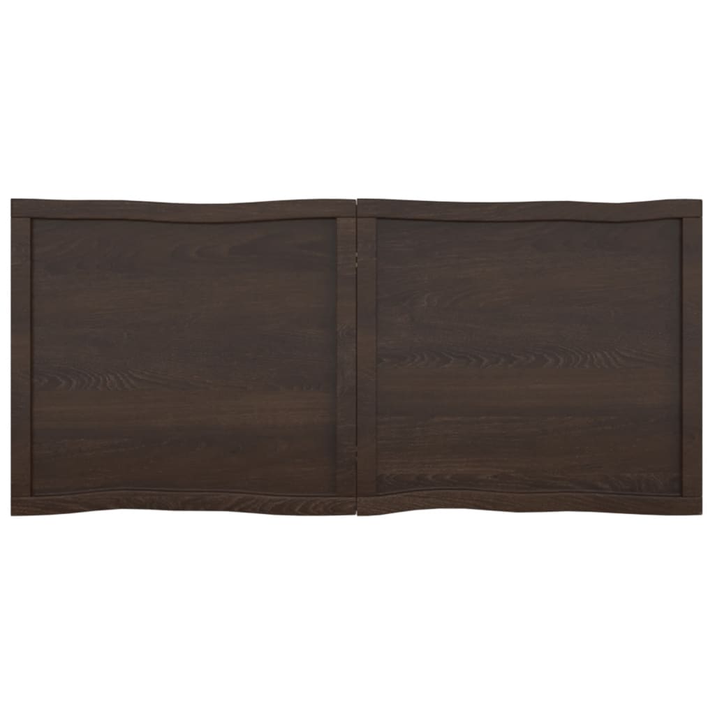Tafelblad Natuurlijke Rand 40X60X(2-6)Cm Eikenhout Donkerbruin 140 x 60 x 6 cm