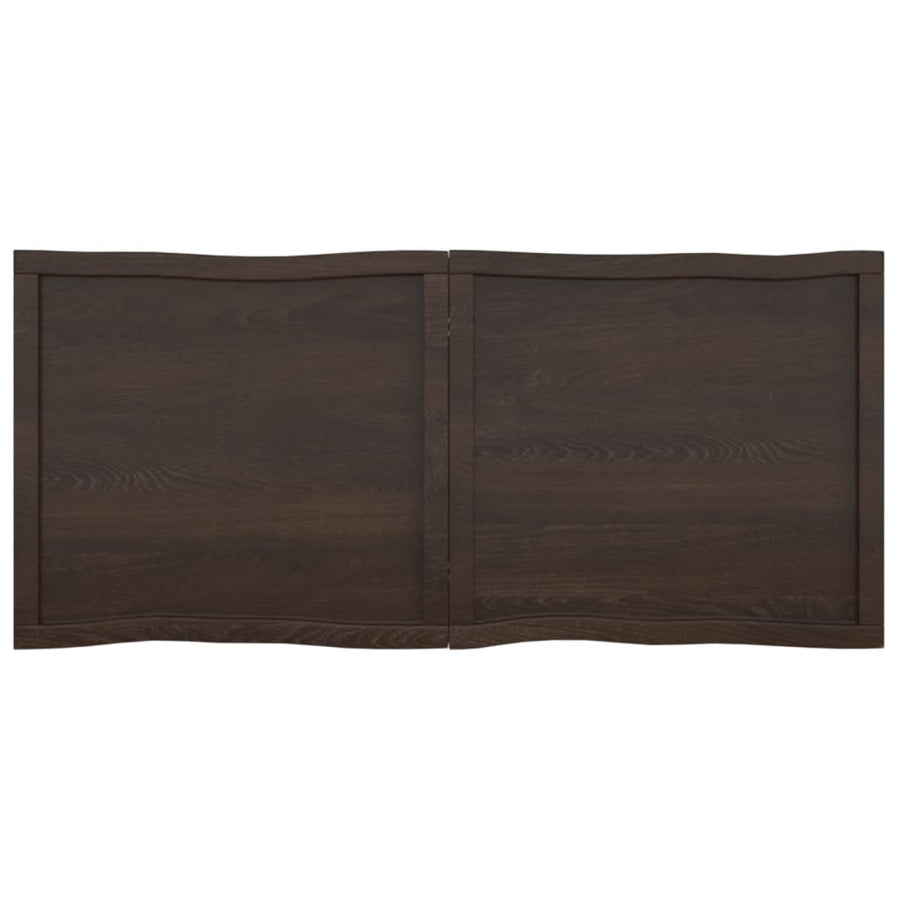 Tafelblad Natuurlijke Rand 40X60X(2-6)Cm Eikenhout Donkerbruin 140 x 60 x 6 cm
