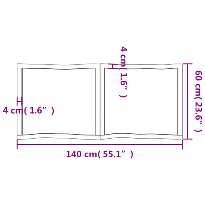 Tafelblad Natuurlijke Rand 40X60X(2-6)Cm Eikenhout Donkerbruin 140 x 60 x 6 cm