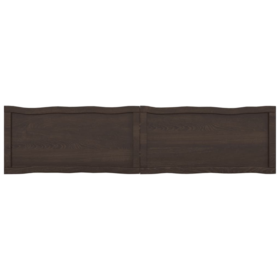 Tafelblad Natuurlijke Rand 60X40X(2-4)Cm Eikenhout Donkerbruin 160 x 40 x 4 cm