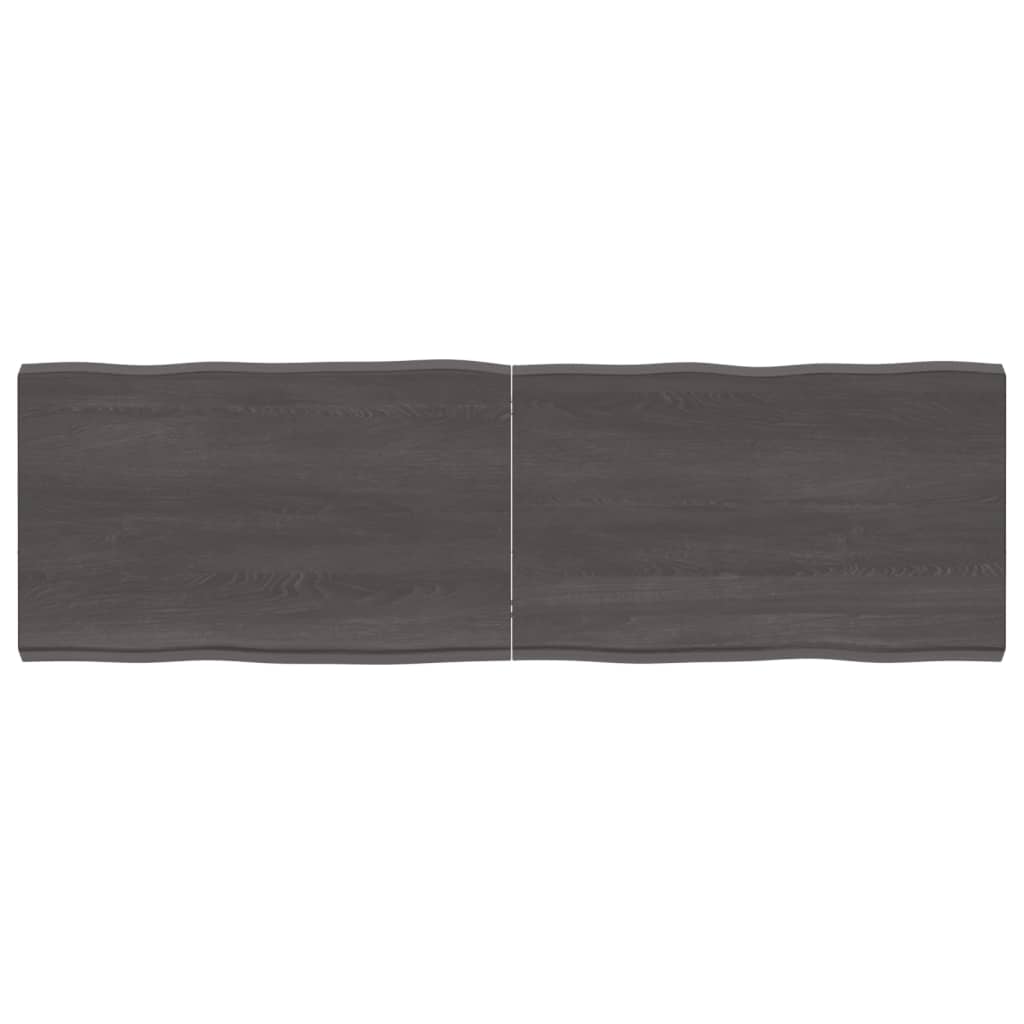 Tafelblad Natuurlijke Rand 60X50X(2-6)Cm Eikenhout Donkerbruin 160 x 50 x 6 cm