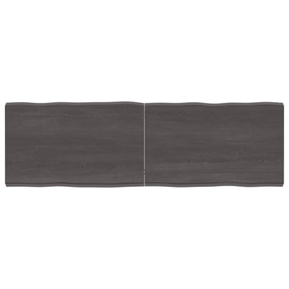 Tafelblad Natuurlijke Rand 60X50X(2-6)Cm Eikenhout Donkerbruin 160 x 50 x 6 cm