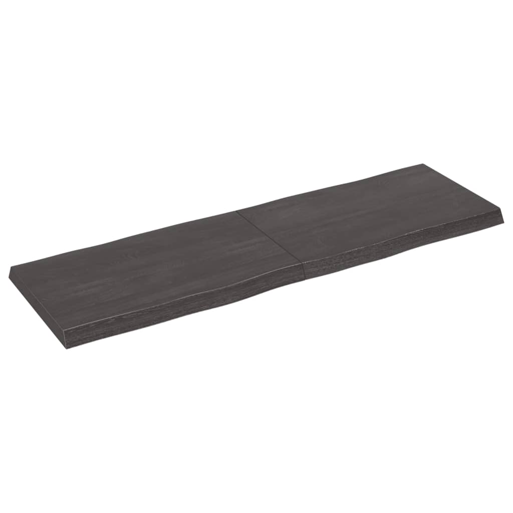 Tafelblad Natuurlijke Rand 60X50X(2-6)Cm Eikenhout Donkerbruin 160 x 50 x 6 cm