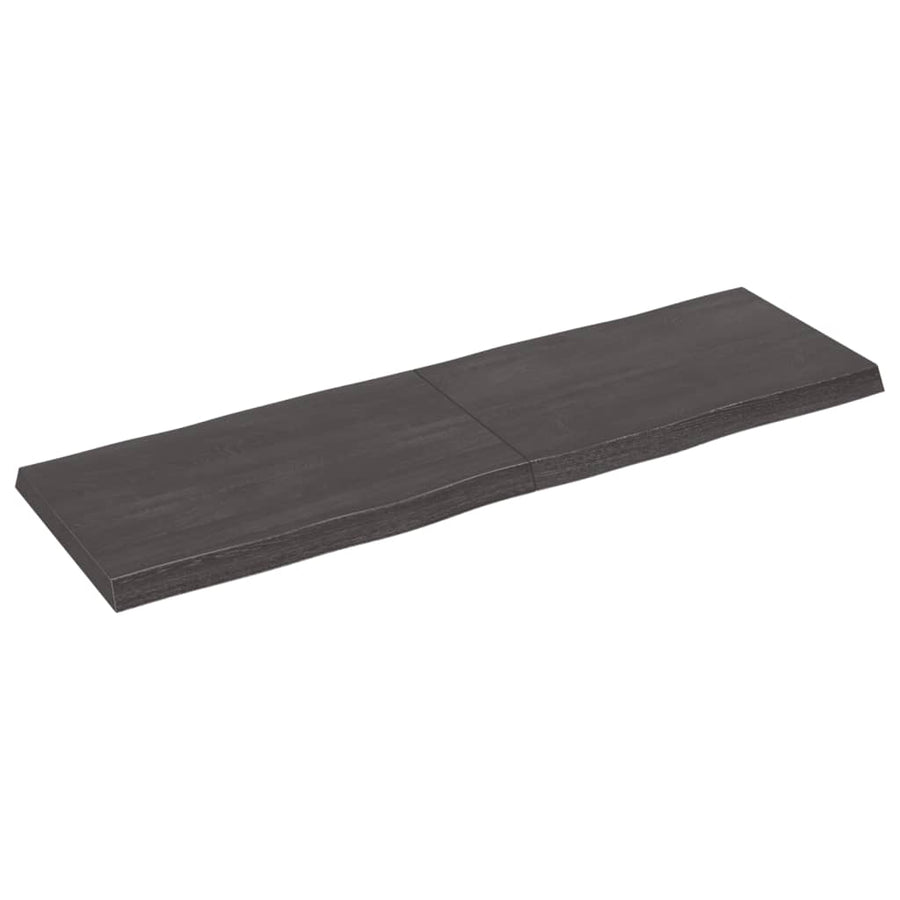 Tafelblad Natuurlijke Rand 60X50X(2-6)Cm Eikenhout Donkerbruin 160 x 50 x 6 cm