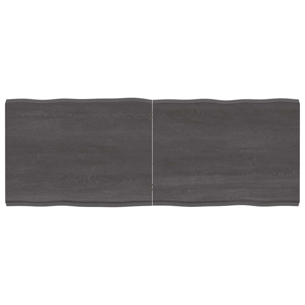 Tafelblad Natuurlijke Rand 60X60X(2-6)Cm Eikenhout Donkerbruin 160 x 60 x 6 cm