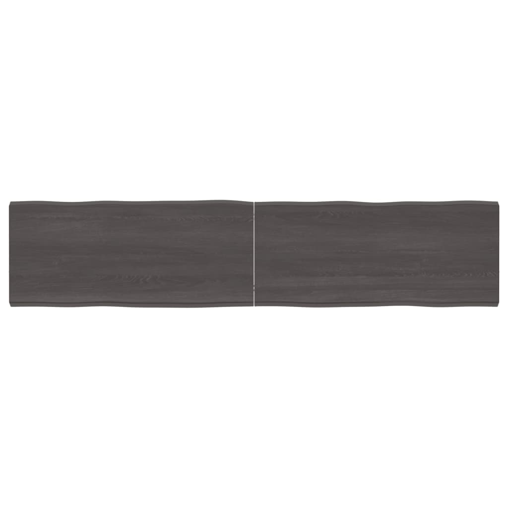 Tafelblad Natuurlijke Rand 80X40X(2-4)Cm Eikenhout Donkerbruin 180 x 40 x 4 cm