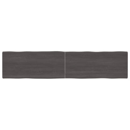 Tafelblad Natuurlijke Rand 80X40X(2-4)Cm Eikenhout Donkerbruin 180 x 40 x 4 cm